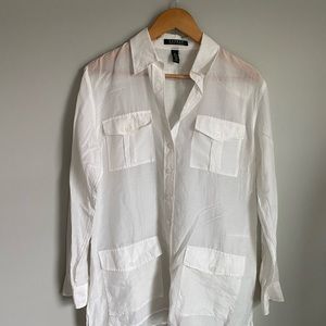White Ralph Lauren Sheer Button Down